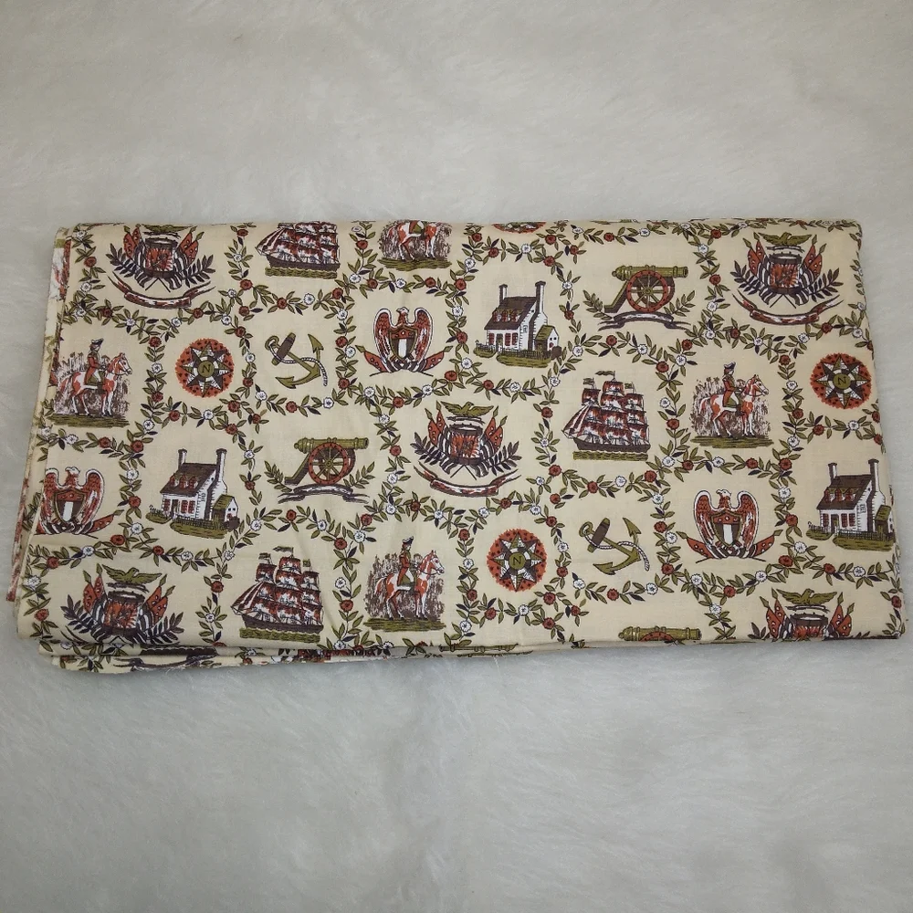 FABRIC Charming Vintage Americana Print Fabric, 4 yd x 36 in